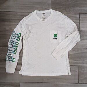 PINK Victoria's Secret Irish Clover Long Sleeve Shirt with Sequins